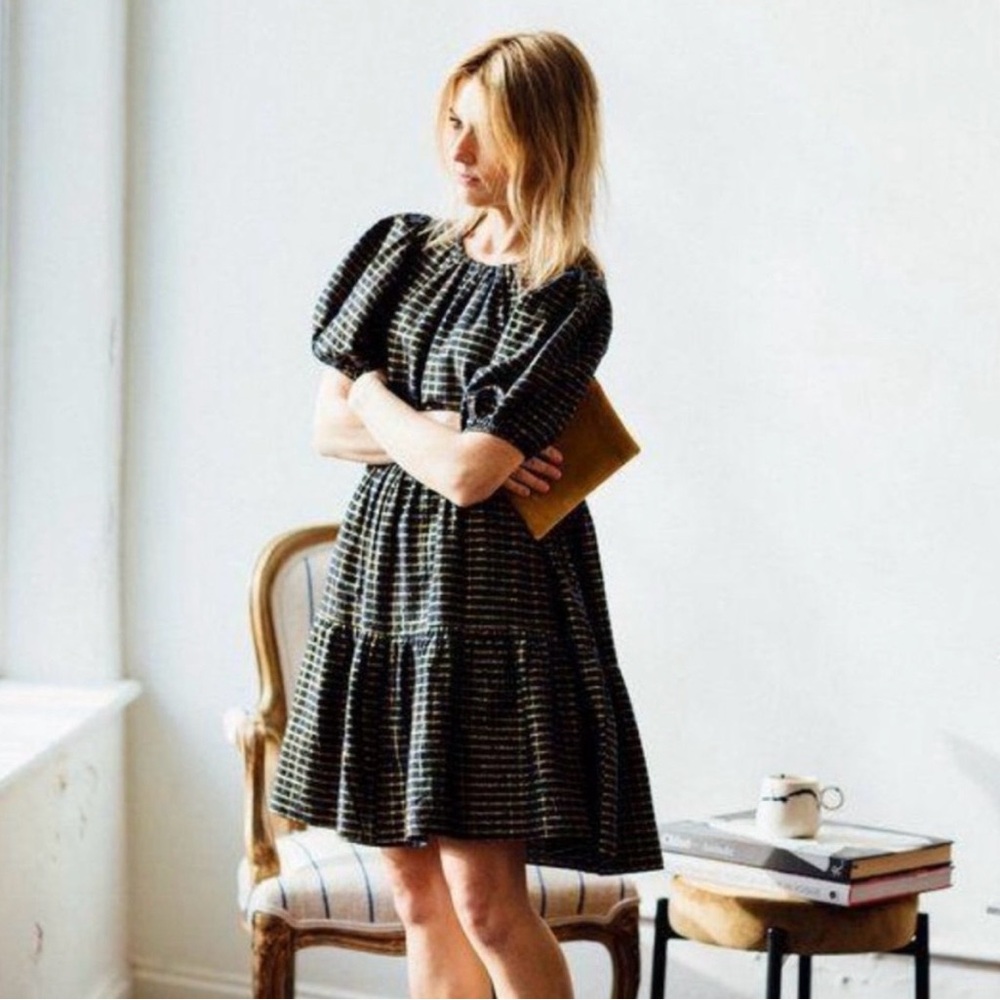 Ulla Johnson Dion Plaid Lurex Metallic Babydoll Mini Dress 12 ASO Sophia Bush - Picture 5 of 16